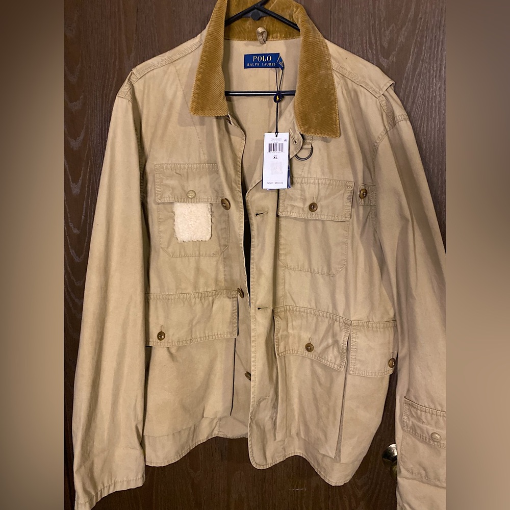 Polo Ralph Lauren Men’s Desert Khaki Shearling-Patch Wading jacket NWT